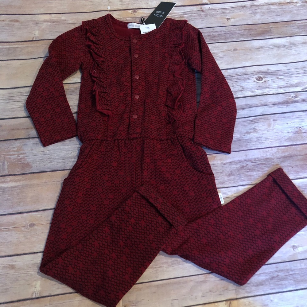 Miles burgundy heart romper l